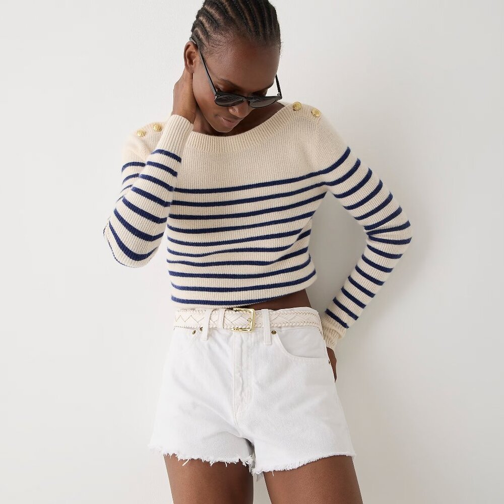 J. Crew White denim cut off distressed frayed shorts (size 30)